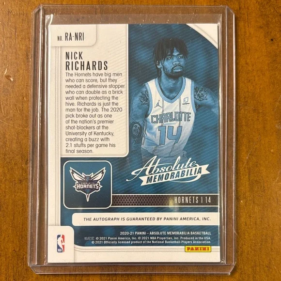 2020-21 Panini - Absolute Memorabilia Nick Richards Rookie Auto Card - Picture 2 of 2